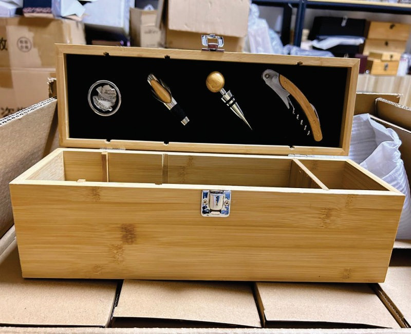 Wooden Wine box gift set