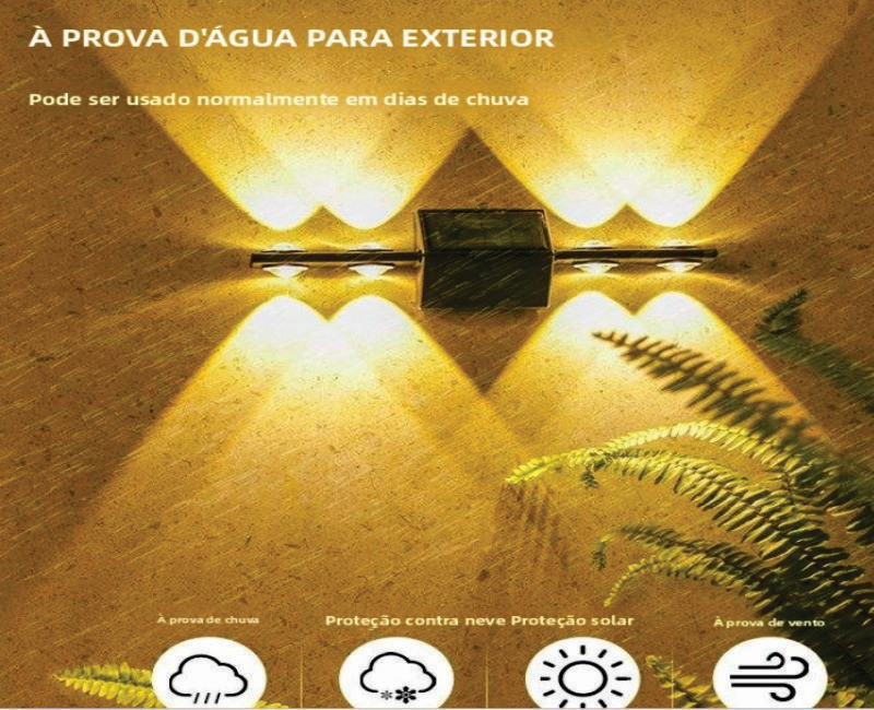 Solar Wall Lights Outdoor Split Design 8 LED Polysilicon Warm